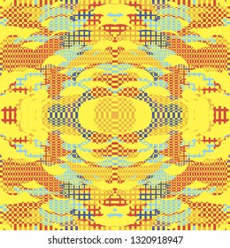 Florid Checkered Pattern. Collage Composition. Gray Vector Seamless Checkered Pattern. Kaleidoscope  Layout. Dynamic Abstract Geometric Background With Organic Shapes. Mosaic Design. Asian Motif.
