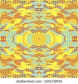 Florid Checkered Pattern. Collage Composition. Gray Vector Seamless Checkered Pattern. Kaleidoscope  Layout. Rhythmic Abstract Geometric Background With Organic Shapes. Mosaic Design. Asian Motif.