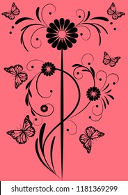 florid floral pattern background nature butterfly vector