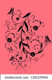 florid floral pattern background nature butterfly vector