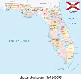 florida administrative map and flag