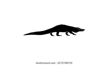 Florida alligator , black isolated silhouette