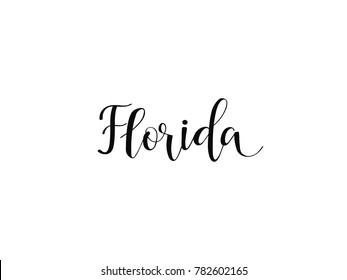  Florida. American state. Lettering. Hand drawn vector illustration. element for flyers, banner, postcards and posters. Modern calligraphy. 