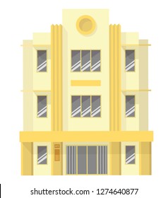 Florida Apartments hotel . Miami Architecture. Cartoon  illustration