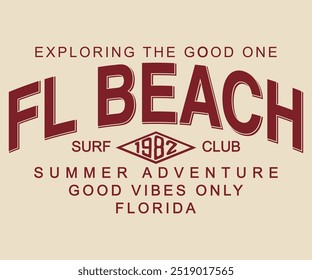 Florida Beach Long beach, summer vibes summer slogan with typography for t-shirt print , beach vector print, For  Hoodie