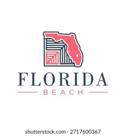 Florida beach outline logo design