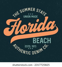 Florida Beach, The Sunshine State - Tee Design For Printing. Good For Poster, Wallpaper, T-Shirt, Gift.