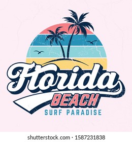 Florida Beach, Surf Paradise - Tee Design For Printing
