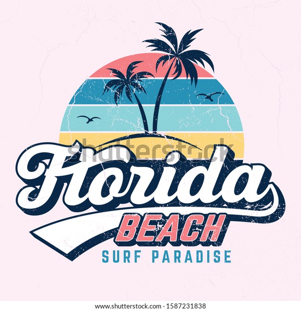 Florida Beach Surf Paradise Tee Design Stock Vector (Royalty Free ...