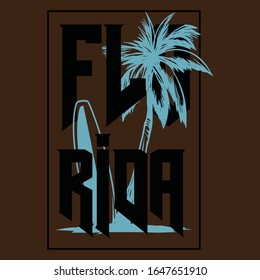 Florida Beach with a Tree - Typography T Shirt Design