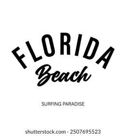 Florida Beach typography design with map vector. surfing theme badge design. For t-shirt prints, posters, stickers and other uses.