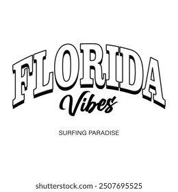 Florida Beach typography design with map vector. surfing theme badge design. For t-shirt prints, posters, stickers and other uses.