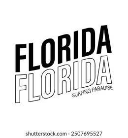 Florida Beach typography design with map vector. surfing theme badge design. For t-shirt prints, posters, stickers and other uses.