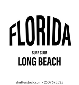 Florida Beach typography design with map vector. surfing theme badge design. For t-shirt prints, posters, stickers and other uses.