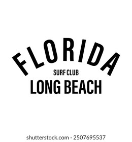 Florida Beach typography design with map vector. surfing theme badge design. For t-shirt prints, posters, stickers and other uses.