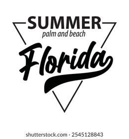 Florida Beach typography design with map vector. surfing theme badge design. For t-shirt prints, posters, stickers and other uses.