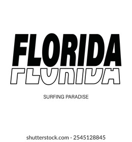 Florida Beach typography design with map vector. surfing theme badge design. For t-shirt prints, posters, stickers and other uses.