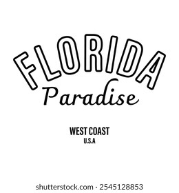 Florida Beach typography design with map vector. surfing theme badge design. For t-shirt prints, posters, stickers and other uses.