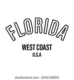 Florida Beach typography design with map vector. surfing theme badge design. For t-shirt prints, posters, stickers and other uses.