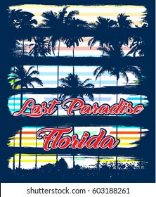 Florida beach typography tee graphic design