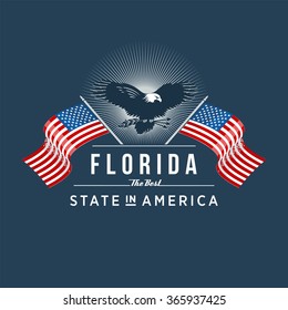 Florida best state in America, eagle black, vector illustration