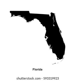 Florida black map,border with name of state