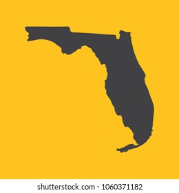 Florida black map,border on orange background. Vector illustration.