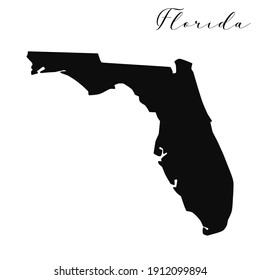 Florida black silhouette vector map. High quality editable illustration of the American state of Florida map