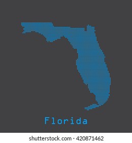 Florida blue abstract dots map. Dotted style. Vector illustration EPS8