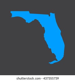 Florida blue map,border on black background. Vector illustration.