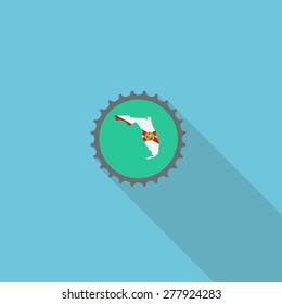  Florida bottle cap flat icon with long shadow. Vector illustration EPS10