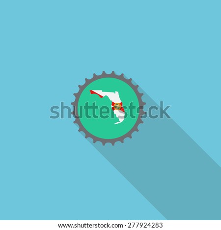  Florida bottle cap flat icon with long shadow. Vector illustration EPS10