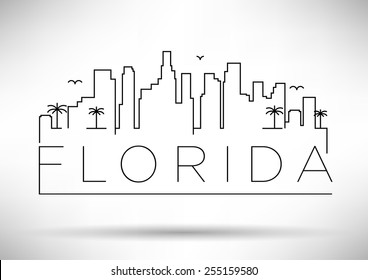 Florida City Line Silhouette Typographic Design