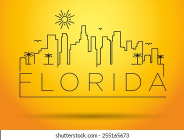 Florida City Line Silhouette Typographic Design