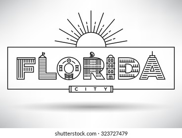 Florida City Typography Design with Building Letters
