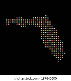 Florida color square dot map image. Concept of modernism, technology, density, scatter map. Vector icon