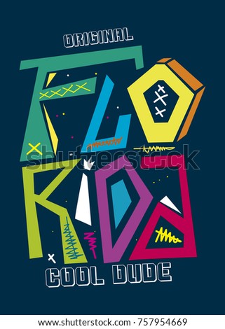 florida cool dude,t-shirt print poster vector illustration