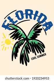 florida cool summer,t-shirt design fashion vector illustration