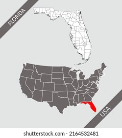 Florida county on USA map