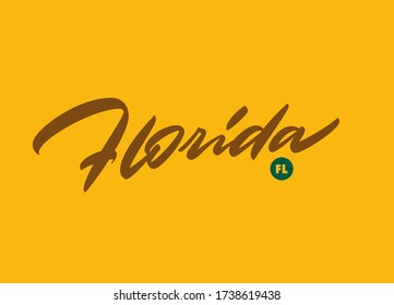 "Florida" custom script lettering. Editable colours and size. Great for printing on t-shirt, card etc.