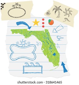 Florida DoodlesHand drawn state