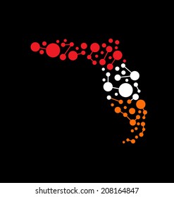 Florida dot and lines map image. Vector icon