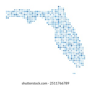 Florida Dot Map. Us State Digital Style Shape. Florida vector image. Us State shape blue circular dots. Trending vector illustration.