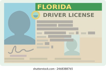 Florida driver's license (flat design,cut out)