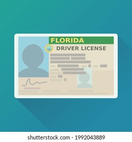 Florida driver's license on blue background (flat design)