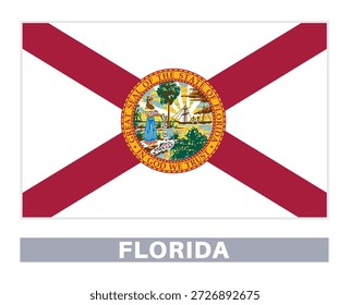 Bandera de Florida. Banderas del Estado americano en colores y proporciones oficiales