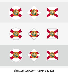 Florida flag icons set, vector flag of Florida. Three versions of icon.