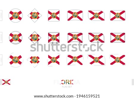 Florida flag set, simple flags of Florida with three different effects. Vector illustration.