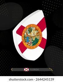 Florida Flag Shield icon in 3D on Dark Modern Abstract Rugby Background. Perfect for sports events, heritage themes, national celebrations, and patriotic designs.