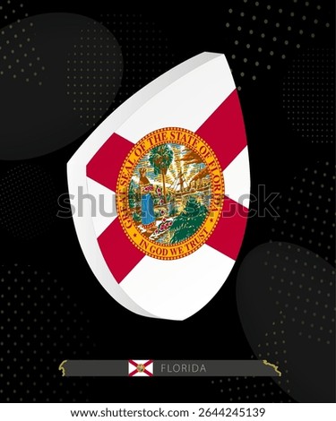 Florida Flag Shield icon in 3D on Dark Modern Abstract Rugby Background. Perfect for sports events, heritage themes, national celebrations, and patriotic designs.